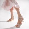 imageDREAM PAIRS Womens Low Wedge Sandals Ankle Strap Heel Sandal Open Toe Wide Dress Summer ShoesGold
