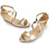 imageDREAM PAIRS Womens Low Wedge Sandals Ankle Strap Heel Sandal Open Toe Wide Dress Summer ShoesGoldpu