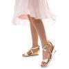 imageDREAM PAIRS Womens Low Wedge Sandals Ankle Strap Heel Sandal Open Toe Wide Dress Summer ShoesGoldpu