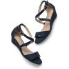 imageDREAM PAIRS Womens Low Wedge Sandals Ankle Strap Heel Sandal Open Toe Wide Dress Summer ShoesNavy Suede