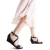 imageDREAM PAIRS Womens Low Wedge Sandals Ankle Strap Heel Sandal Open Toe Wide Dress Summer ShoesNavy Suede