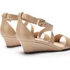 imageDREAM PAIRS Womens Low Wedge Sandals Ankle Strap Heel Sandal Open Toe Wide Dress Summer ShoesNudepat1