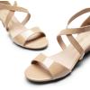 imageDREAM PAIRS Womens Low Wedge Sandals Ankle Strap Heel Sandal Open Toe Wide Dress Summer ShoesNudepat1