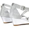 imageDREAM PAIRS Womens Low Wedge Sandals Ankle Strap Heel Sandal Open Toe Wide Dress Summer ShoesSilver