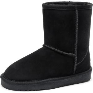 imageDREAM PAIRS Girls Boys Boots Kids Faux Fur Lined Winter Snow FuzzyClassic Kids Mid BootBlack