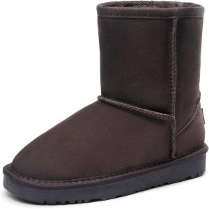 imageDREAM PAIRS Girls Boys Boots Kids Faux Fur Lined Winter Snow FuzzyClassic Kids Mid BootBrown