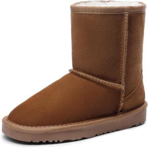 imageDREAM PAIRS Girls Boys Boots Kids Faux Fur Lined Winter Snow FuzzyClassic Kids Mid BootChestnut