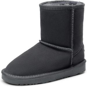 imageDREAM PAIRS Girls Boys Boots Kids Faux Fur Lined Winter Snow FuzzyClassic Kids Mid BootGrey