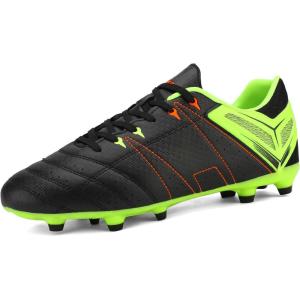 imageDREAM PAIRS Mens Sport Flexible Athletic Lace Up Light Weight Outdoor Cleats Football Soccer ShoesBlackLemonGreenRed