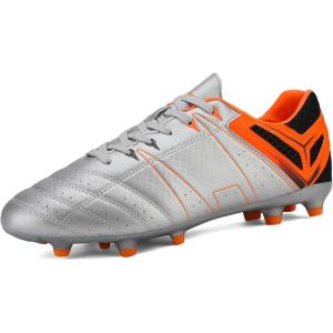 imageDREAM PAIRS Mens Sport Flexible Athletic Lace Up Light Weight Outdoor Cleats Football Soccer ShoesSilverOrangeBlack