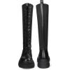 imageDREAM PAIRS Knee High Boots Women Fashion Combat Boots Chunky Platform Lace Up Lug Sole Boots For WomenBlackKnitting