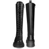 imageDREAM PAIRS Knee High Boots Women Fashion Combat Boots Chunky Platform Lace Up Lug Sole Boots For WomenBlackPu