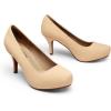 imageDREAM PAIRS Tiffany Womens Classic Elegant Versatile Low Stiletto Heel Dress Platform Pumps ShoesNudeSuede