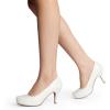 imageDREAM PAIRS Tiffany Womens Classic Elegant Versatile Low Stiletto Heel Dress Platform Pumps ShoesWhitePu