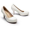 imageDREAM PAIRS Tiffany Womens Classic Elegant Versatile Low Stiletto Heel Dress Platform Pumps ShoesWhitePu