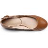 imageDREAM PAIRS Womens Dress Flats Ballet Low Wedge Round Toe Ankle Strap Comfortable Casual Flats ShoesBrownpu