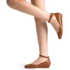 imageDREAM PAIRS Womens Dress Flats Ballet Low Wedge Round Toe Ankle Strap Comfortable Casual Flats ShoesBrownpu