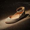 imageDREAM PAIRS Womens Dress Flats Ballet Low Wedge Round Toe Ankle Strap Comfortable Casual Flats ShoesGold Glitter