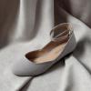 imageDREAM PAIRS Womens Dress Flats Ballet Low Wedge Round Toe Ankle Strap Comfortable Casual Flats ShoesGrey Suede