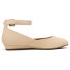 imageDREAM PAIRS Womens Dress Flats Ballet Low Wedge Round Toe Ankle Strap Comfortable Casual Flats ShoesNude Nubuck