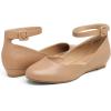imageDREAM PAIRS Womens Dress Flats Ballet Low Wedge Round Toe Ankle Strap Comfortable Casual Flats ShoesNude Pu