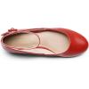 imageDREAM PAIRS Womens Dress Flats Ballet Low Wedge Round Toe Ankle Strap Comfortable Casual Flats ShoesRedpu