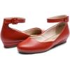 imageDREAM PAIRS Womens Dress Flats Ballet Low Wedge Round Toe Ankle Strap Comfortable Casual Flats ShoesRedpu