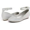 imageDREAM PAIRS Womens Dress Flats Ballet Low Wedge Round Toe Ankle Strap Comfortable Casual Flats ShoesSilver Glitter