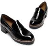 imageDREAM PAIRS Womens Platform Chunky Heeled Loafers Womens Business Casual ShoesBlack Pat