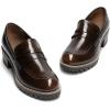 imageDREAM PAIRS Womens Platform Chunky Heeled Loafers Womens Business Casual ShoesBrown Pu