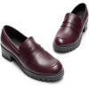 imageDREAM PAIRS Womens Platform Chunky Heeled Loafers Womens Business Casual ShoesBurgundy Pu