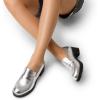 imageDREAM PAIRS Womens Platform Chunky Heeled Loafers Womens Business Casual ShoesSilver Pu