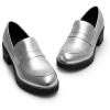 imageDREAM PAIRS Womens Platform Chunky Heeled Loafers Womens Business Casual ShoesSilver Pu