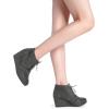 imageDREAM PAIRS Womens Wedge Boots Casual Fashion Lace Up Low Heel Ankle Booties ShoesGrey