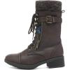 imageDREAM PAIRS Womens Winter Lace up Mid Calf Combat Riding Military BootsBrown