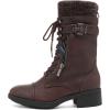 imageDREAM PAIRS Womens Winter Lace up Mid Calf Combat Riding Military BootsBurgundy