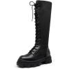 imageDREAM PAIRS Knee High Boots Women Fashion Combat Boots Chunky Platform Lace Up Lug Sole Boots For WomenBlackKnitting