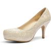 imageDREAM PAIRS Tiffany Womens Classic Elegant Versatile Low Stiletto Heel Dress Platform Pumps ShoesGold