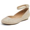 imageDREAM PAIRS Womens Dress Flats Ballet Low Wedge Round Toe Ankle Strap Comfortable Casual Flats ShoesGold Glitter