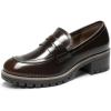 imageDREAM PAIRS Womens Platform Chunky Heeled Loafers Womens Business Casual ShoesBrown Pu
