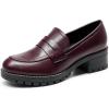 imageDREAM PAIRS Womens Platform Chunky Heeled Loafers Womens Business Casual ShoesBurgundy Pu