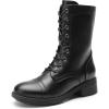 imageDREAM PAIRS Womens Winter Lace up Mid Calf Combat Riding Military BootsBlack