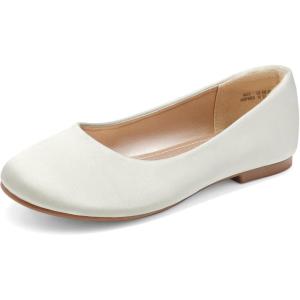 imageDREAM PAIRS Girls Dress Shoes Slip on Ballerina Flats for WeddingPartyIvorySatin