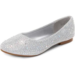 imageDREAM PAIRS Girls Dress Shoes Slip on Ballerina Flats for WeddingPartyMuyshinesilver Glitter