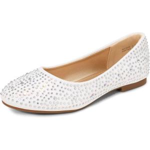 imageDREAM PAIRS Girls Dress Shoes Slip on Ballerina Flats for WeddingPartyMuyshinewhite