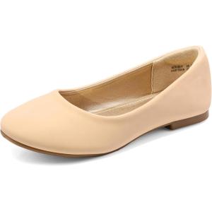 imageDREAM PAIRS Girls Dress Shoes Slip on Ballerina Flats for WeddingPartyNudeNubuck