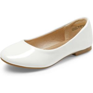 imageDREAM PAIRS Girls Dress Shoes Slip on Ballerina Flats for WeddingPartyWhitePat