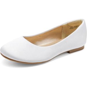 imageDREAM PAIRS Girls Dress Shoes Slip on Ballerina Flats for WeddingPartyWhiteSatin