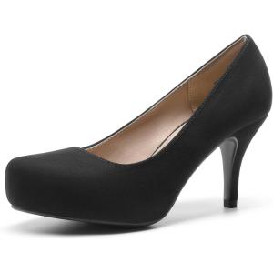 imageDREAM PAIRS Tiffany Womens Classic Elegant Versatile Low Stiletto Heel Dress Platform Pumps ShoesBlackSuede