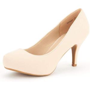 imageDREAM PAIRS Tiffany Womens Classic Elegant Versatile Low Stiletto Heel Dress Platform Pumps ShoesNudeNubuck